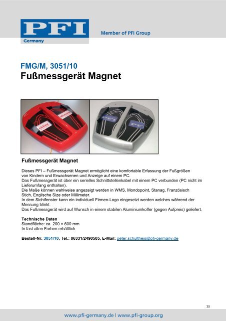 TEST EQUIPMENT PRÃFGERÃTE - PFI Germany Start