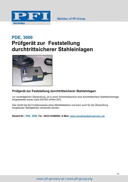 TEST EQUIPMENT PRÃFGERÃTE - PFI Germany Start