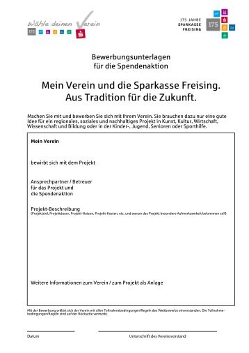 Mein Verein und die Sparkasse Freising. Aus Tradition für die Zukunft.