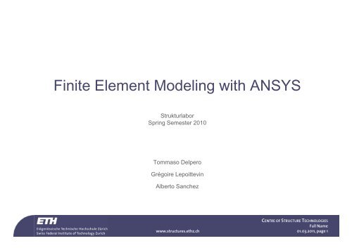 Finite Element Modeling with ANSYS - ETH