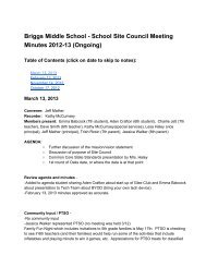 Briggs Middle School School Site Council Meeting Minutes 201213 ...