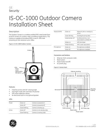 IS-OC-1000 Outdoor Camera Installation Sheet - UTCFS Global ...