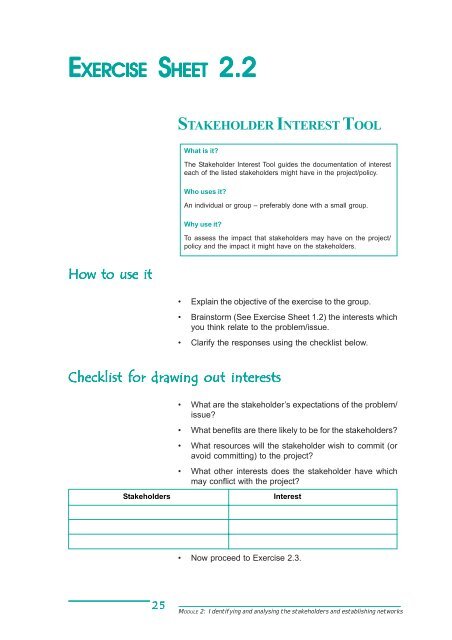 MODULE 2: Identifying and analysing the stakeholders and ...