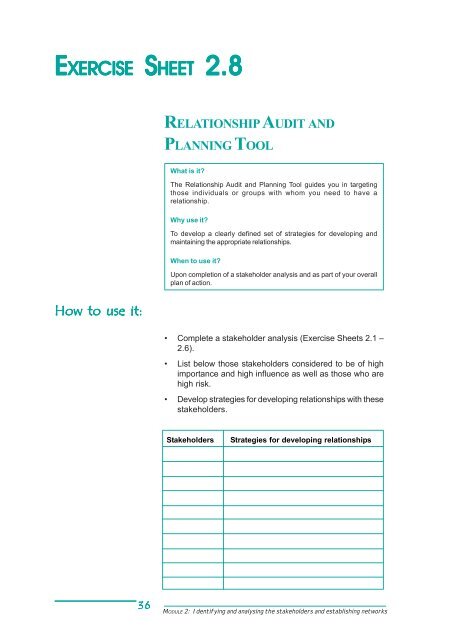 MODULE 2: Identifying and analysing the stakeholders and ...