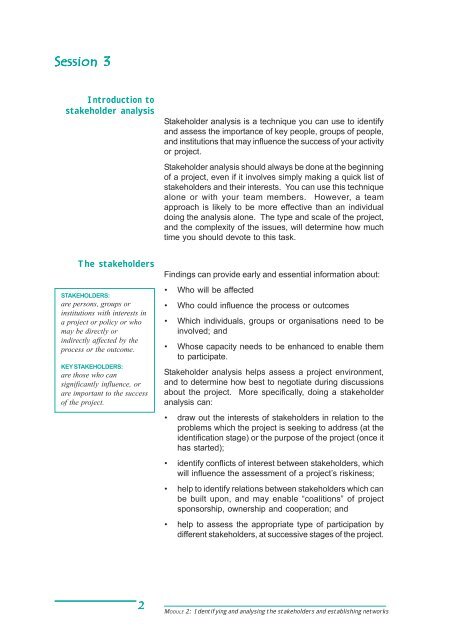 MODULE 2: Identifying and analysing the stakeholders and ...