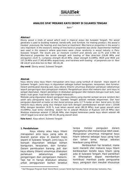 analisis sifat mekanis kayu ebony di sulawesi tengah - jurnalsmartek