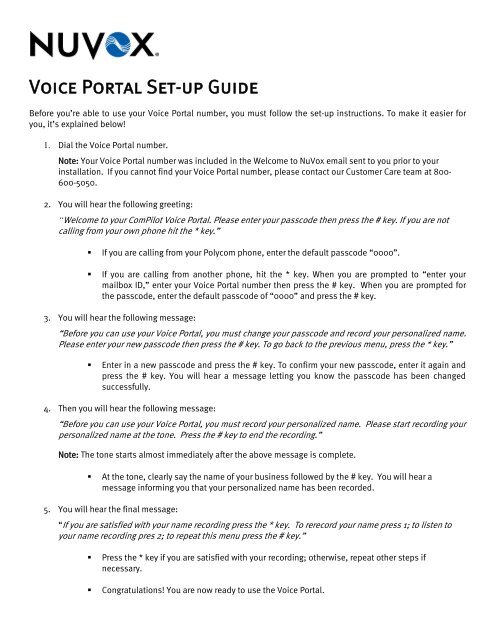 Voice Portal Set-up Guide