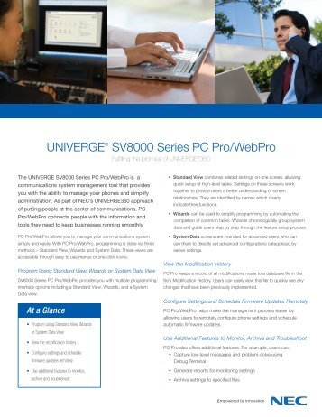 UNIVERGEÂ® SV8000 Series PC Pro/WebPro - NEC