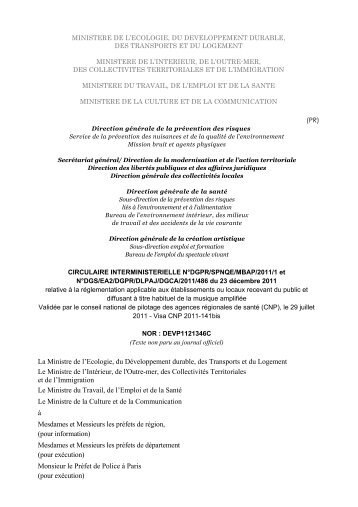 Direction générale de la prévention des risques - Circulaires