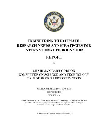 ENGINEERING THE CLIMATE: RESEARCH NEEDS AND ...