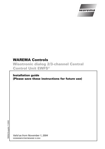 Installation guide Wisotronic dialog 2/3-Channel CCU - Warema