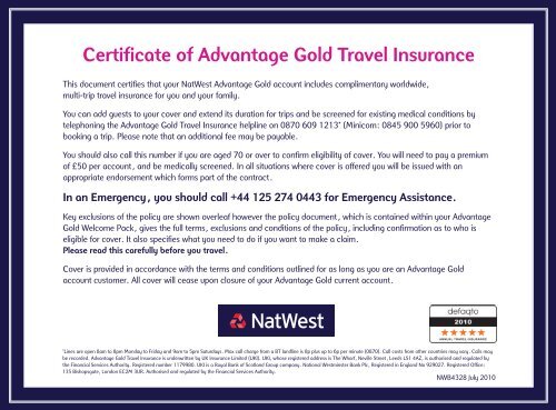 natwest reward travel insurance