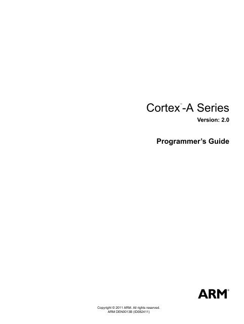 Cortex A Series Programmer S Guide Department Of Computer Cortex A Series Programmer S Guide Department Of Computer