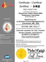 Safety Certificate: Rosemount 3144P 4-20mA HART Temperature ...