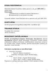 STUDIJ FIZIOTERAPIJA - Medicinski fakultet, Split