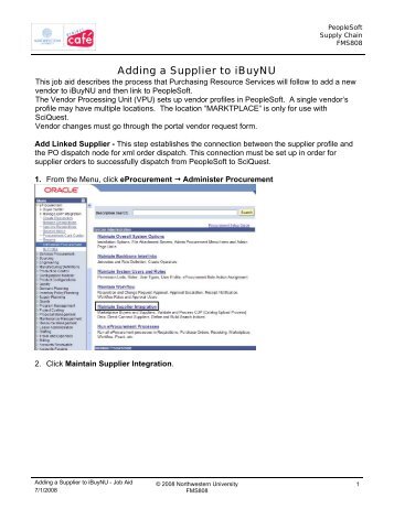 Adding a Supplier to ibuynu - Northwestern University