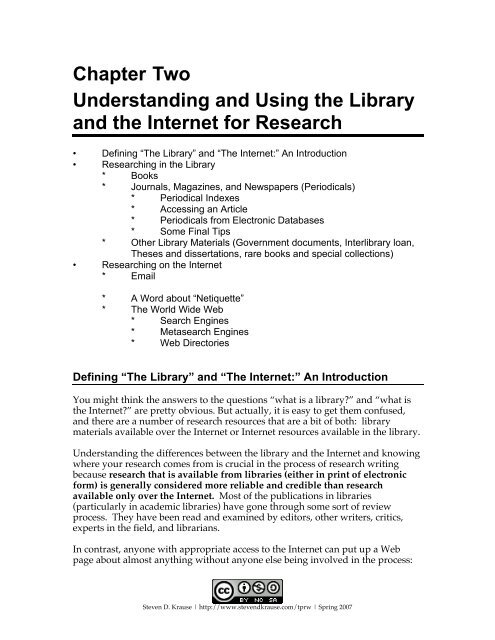 Chapter Two Understanding and Using the Library and the Internet ...