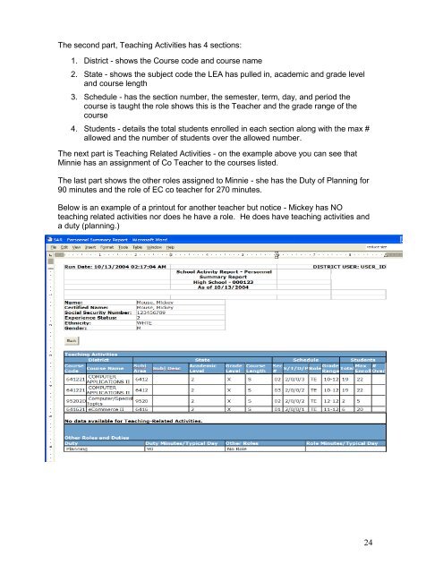 School Activity Report and Professional Personnel Activity Report