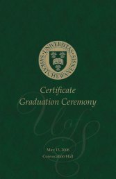 Certificate Graduation 2006 - Students - University of Saskatchewan