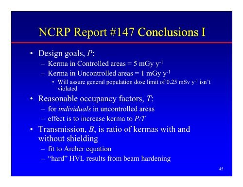 NCRP Report #147 - Radiation Shielding for Medical Instalations