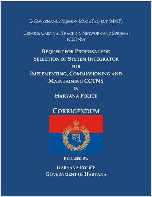 Corrigendum to RFP - National Crime Records Bureau