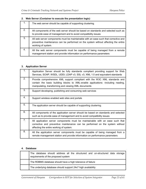 Corrigendum to RFP - National Crime Records Bureau