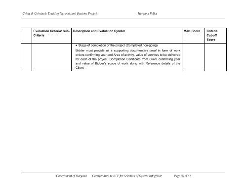 Corrigendum to RFP - National Crime Records Bureau