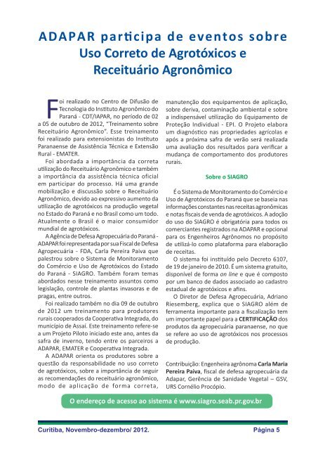 Dezembro 2012 - Agência de Defesa Agropecuária do Paraná ...