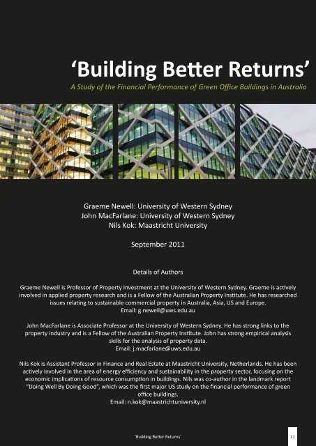'Building Better Returns' - The Australian Property Institute