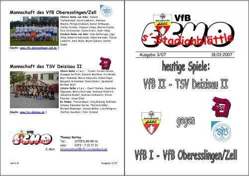 Mannschaft des VfB Oberesslingen/Zell - VfB Reichenbach/Fils