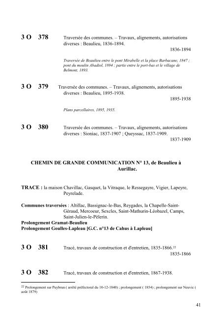 3 o voirie vicinale repertoire - Archives dÃ©partementales CorrÃ¨ze
