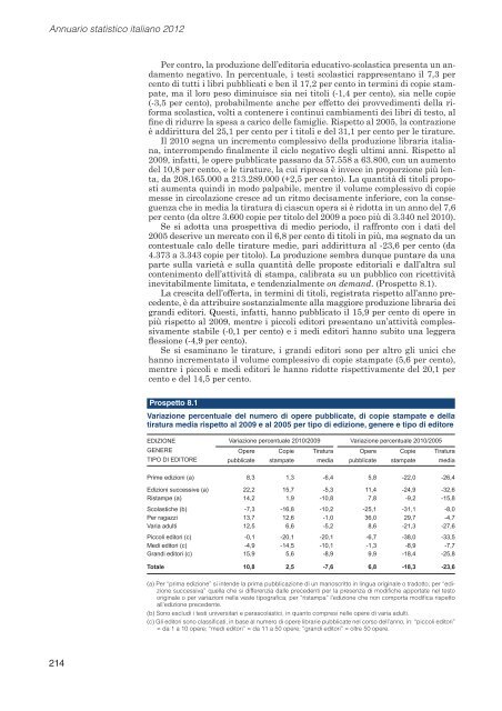 Annuario statistico italiano 2012: AttivitÃ  culturali e sociali varie