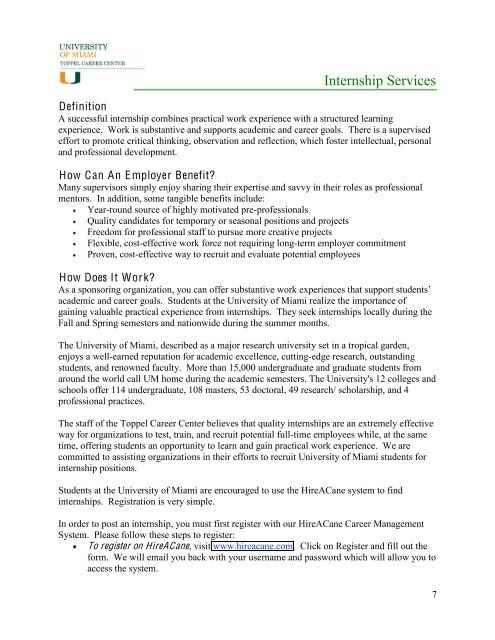 Employer Resource Manual - Student Affairs - University of Miami