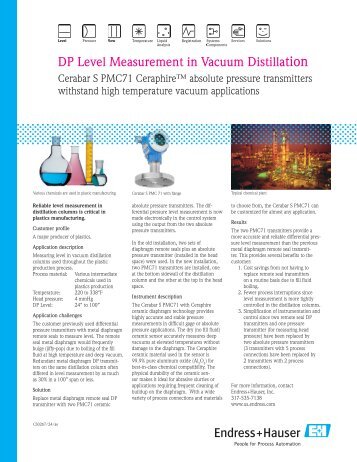DP Level Measurement in Vacuum Distillation - Endress + Hauser