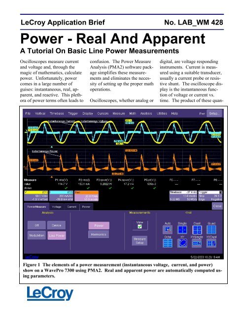 LAB WM428 - Power - Real And Apparent - Teledyne LeCroy