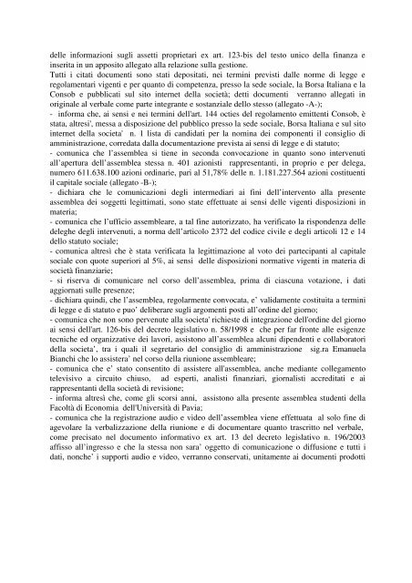 Repertorio n. 41130 Raccolta n.13059 VERBALE DI ASSEMBLEA ...
