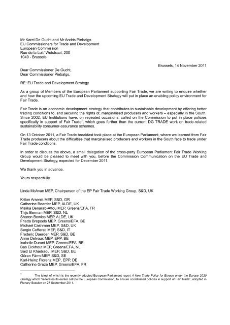 Joint letter to the Commission on the place - Keith Taylor MEP