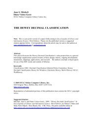 THE DEWEY DECIMAL CLASSIFICATION - OCLC