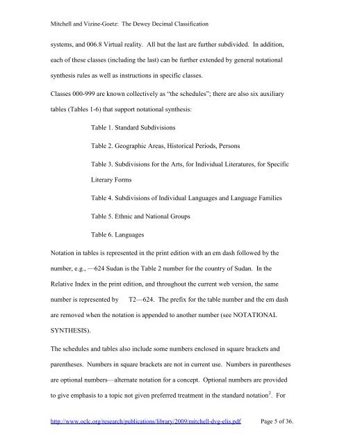 THE DEWEY DECIMAL CLASSIFICATION - OCLC