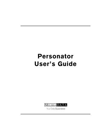 Personator User's Guide - Melissa Data