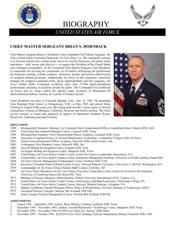 Chief Master Sgt. Brian Hornback - Air Force Global Strike Command