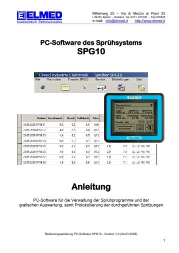 Bedienungsanleitung SPG10 PC-Software - elmed