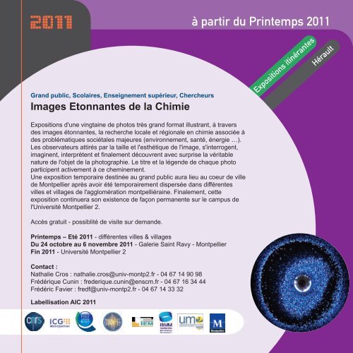 calendrier de l'annÃ©e de la chimie en Languedoc-Roussillon