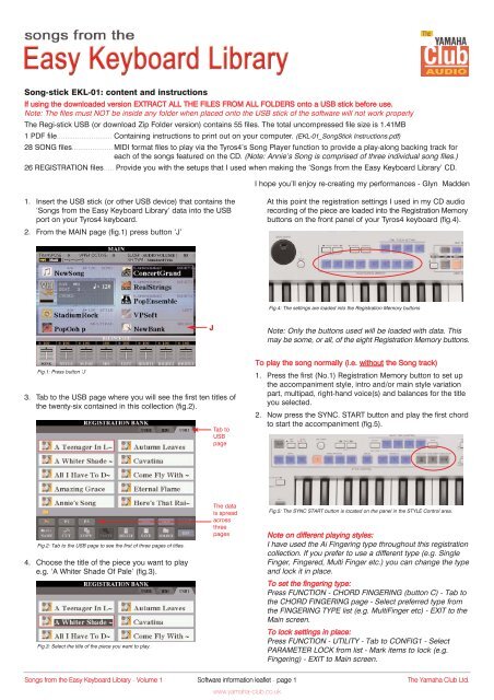 Instructions for using the software - Yamaha Club