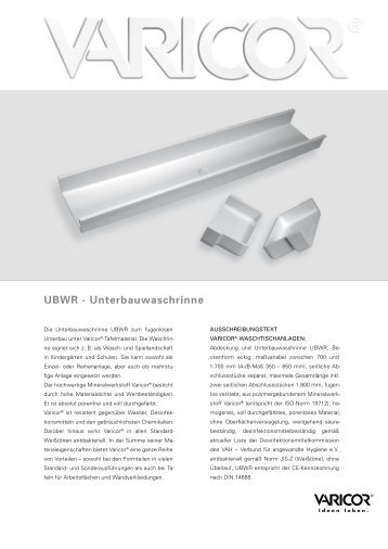 UBWR - Unterbauwaschrinne - Varicor