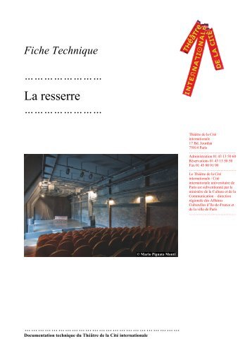 FICHE TECHNIQUE RESSERRE - Théâtre de la Cité Internationale