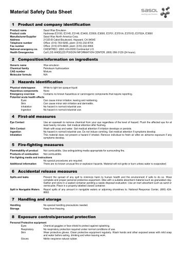 Hydrowax® E-Series rev Jan 4 msds.pdf - Sasolwax US