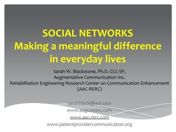 SOCIAL NETWORKS - Augmentative Communication, Inc.