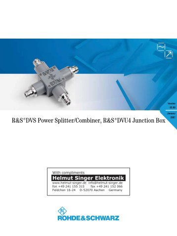 R&S DVS Power Splitter/Combiner, R&S DVU4 Junction Box