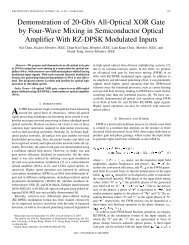 Demonstration of 20-Gb/s All-Optical XOR Gate by Four-Wave ...